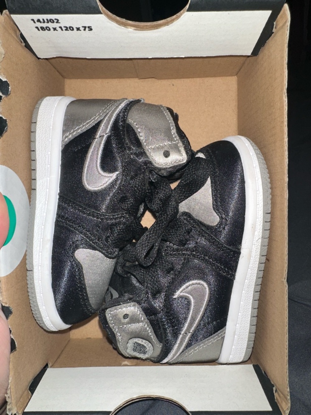 Nike Kids Black and Silver High-Top Sneakers with Gray Sole